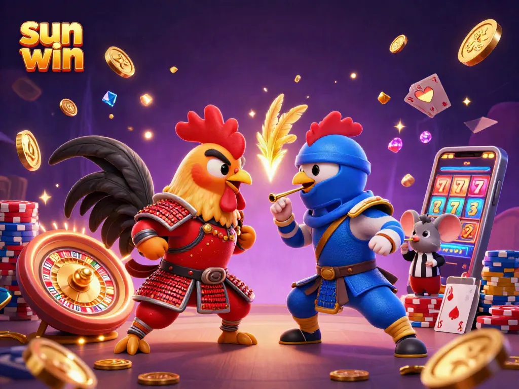 Win big with sun win’s 3D fighting rooster theme, featuring vibrant casino action!
