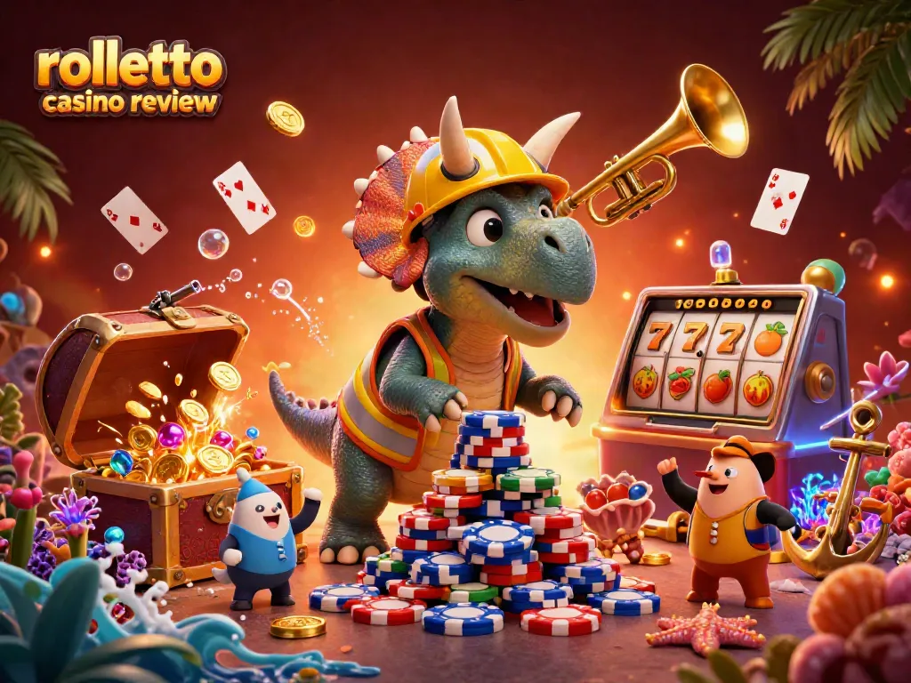 Engage with rolletto casino review while exploring playful dinosaurs in a high-stakes gambling scene.