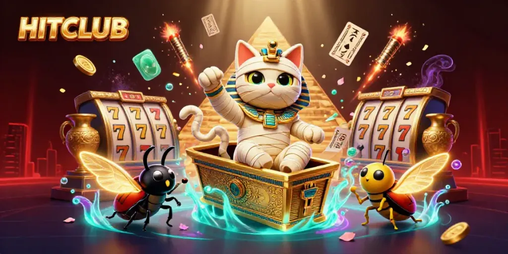 Experience the thrilling atmosphere of HITCLUB's dynamic casino adventures with this vibrant 3D illustration.