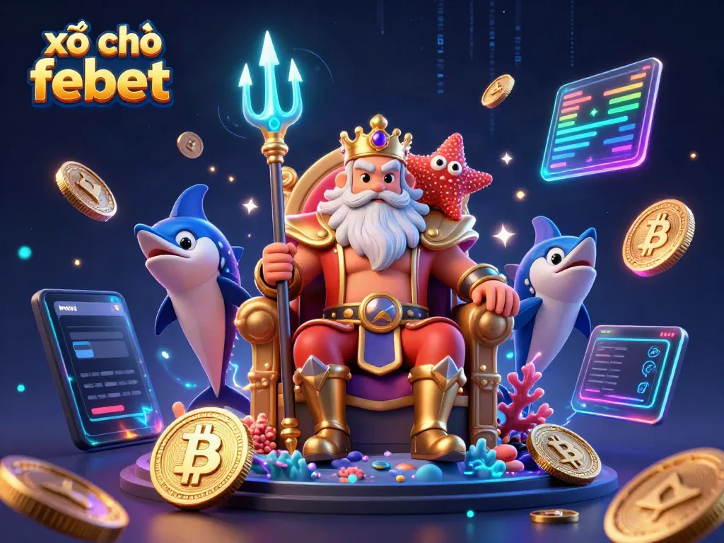 Experience the thrill of xổ số febet featuring vibrant casino elements and a royal sea king.