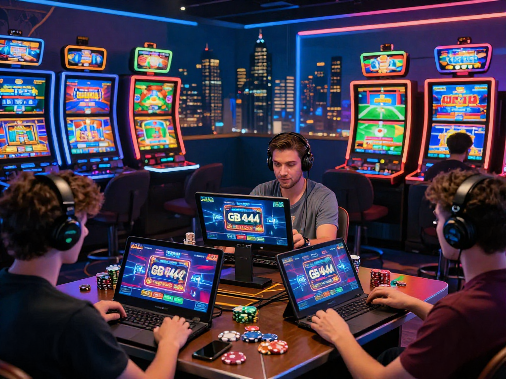 Dynamic online gaming experience on GB 444 with diverse players engaging in casino games.